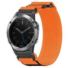 Per cinturino per orologio Garmin Quatix 5 da 22 mm in nylon con chiusura a strappo (arancione)