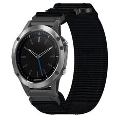Per cinturino per orologio Garmin Quatix 5 da 22 mm in nylon con chiusura a strappo (nero)