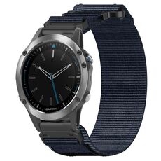 Per cinturino per orologio Garmin Quatix 5 da 22 mm in nylon con chiusura a strappo (blu)