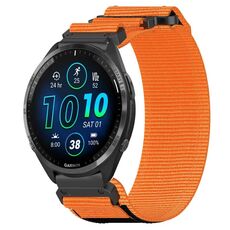 Per cinturino per orologio Garmin Forerunner 965 da 22 mm in nylon con chiusura a strappo (arancione)