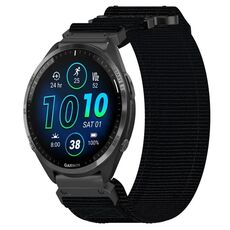 Per cinturino per orologio Garmin Forerunner 965 da 22 mm in nylon con chiusura a strappo (nero)