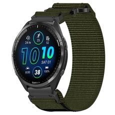 Per cinturino per orologio Garmin Forerunner 965 da 22 mm in nylon con chiusura a strappo (verde militare)