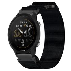 Per cinturino per orologio Garmin Forerunner 955 da 22 mm in nylon con chiusura a strappo (nero)