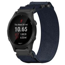 Per cinturino per orologio Garmin Forerunner 945 da 22 mm in nylon con chiusura a strappo (blu)