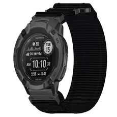 Per cinturino per orologio Garmin Instinct 2 da 22 mm in nylon con chiusura a strappo (nero)