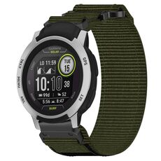 Per cinturino per orologio Garmin Instinct da 22 mm in nylon con chiusura a strappo (verde militare)