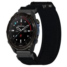Per cinturino per orologio Garmin Descent Mk3i 51mm 26mm in nylon con chiusura a strappo (nero)