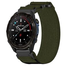 Per cinturino per orologio Garmin Descent Mk3i 51mm 26mm in nylon con chiusura a strappo (verde militare)