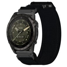 Per cinturino per orologio Garmin Tactix 7 AMOLED da 26 mm in nylon con chiusura a strappo (nero)