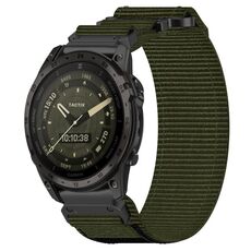 Per cinturino per orologio Garmin Tactix 7 AMOLED da 26 mm in nylon con chiusura a strappo (verde militare)