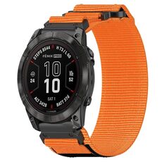 Per cinturino per orologio Garmin Fenix 7X Pro 51mm 26mm in nylon con chiusura a strappo (arancione)