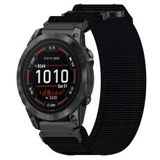 Per cinturino per orologio Garmin Epix Pro 51mm 26mm in nylon con chiusura a strappo (nero)