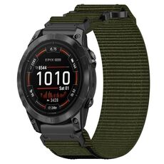 Per cinturino per orologio Garmin Epix Pro 51mm 26mm in nylon con chiusura a strappo (verde militare)