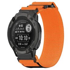 Per cinturino per orologio Garmin Instinct 2X Solar da 26 mm in nylon con chiusura a strappo (arancione)