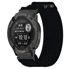 Per cinturino per orologio Garmin Instinct 2X Solar da 26 mm in nylon con chiusura a strappo (nero)