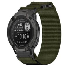 Per cinturino per orologio Garmin Instinct 2X Solar da 26 mm in nylon con chiusura a strappo (verde militare)