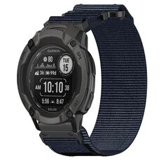 Per cinturino per orologio Garmin Instinct 2X Solar da 26 mm in nylon con chiusura a strappo (blu)