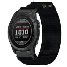 Per cinturino per orologio Garmin Tactix 7 da 26 mm in nylon con chiusura a strappo (nero)