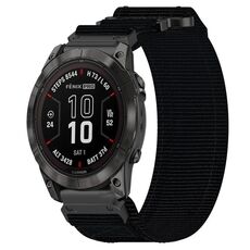 Per cinturino per orologio Garmin Fenix 7X 26 mm in nylon con chiusura a strappo (nero)