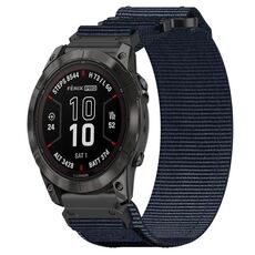 Per cinturino per orologio Garmin Fenix 7X 26 mm in nylon con chiusura a strappo (blu)