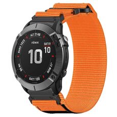 Per cinturino per orologio Garmin Fenix 6X 26 mm in nylon con chiusura a strappo (arancione)