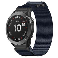 Per cinturino per orologio Garmin Fenix 6X 26 mm in nylon con chiusura a strappo (blu)