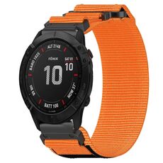 Per cinturino per orologio Garmin Fenix 6X Sapphire da 26 mm in nylon con chiusura a strappo (arancione)