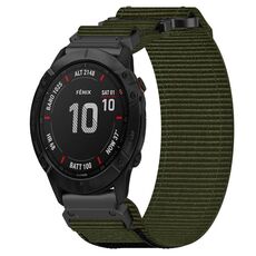 Per cinturino per orologio Garmin Fenix 6X Sapphire da 26 mm in nylon con chiusura a strappo (verde militare)