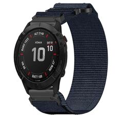 Per cinturino per orologio Garmin Fenix 6X Sapphire da 26 mm in nylon con chiusura a strappo (blu)