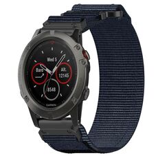 Per cinturino per orologio Garmin Fenix 5X Sapphire da 26 mm in nylon con chiusura a strappo (blu)