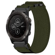 Per cinturino per orologio Garmin Fenix 5X Plus da 26 mm in nylon con chiusura a strappo (verde militare)