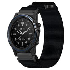 Per cinturino per orologio Garmin Descent MK 1 da 26 mm in nylon con chiusura a strappo (nero)