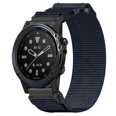 Per cinturino per orologio Garmin Descent MK 1 da 26 mm in nylon con chiusura a strappo (blu)