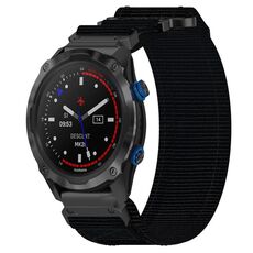 Per cinturino per orologio Garmin Descent MK 2i 26 mm in nylon con chiusura a strappo (nero)