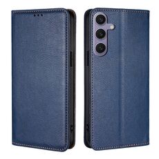 Per Samsung Galaxy S24+ 5G Custodia per telefono in pelle magnetica tinta unita olio lucido (blu)