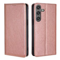 Custodia per telefono in pelle magnetica tinta unita per Samsung Galaxy S24 5G (oro rosa)