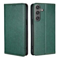Custodia per telefono in pelle magnetica tinta unita per Samsung Galaxy S24 5G (verde)