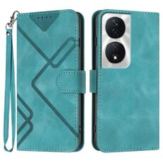 Per Honor X7b Custodia per telefono in pelle con motivo a linee Skin Feel (azzurro)