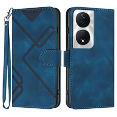 Custodia per cellulare in pelle con motivo a linee per Honor X7b (blu reale)