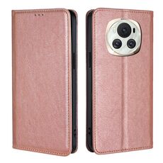 Custodia per telefono in pelle magnetica tinta unita per Honor Magic6 Gloss Oil (oro rosa)
