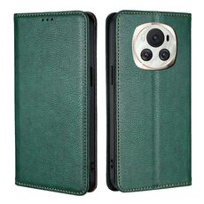 Custodia per telefono in pelle magnetica tinta unita per Honor Magic6 Gloss Oil (verde)