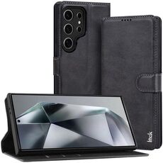 Custodia per telefono in pelle Flip serie IMAK Count per Samsung Galaxy S24 Ultra 5G (nera)