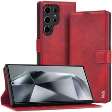 Custodia in pelle flip per Samsung Galaxy S24 Ultra 5G IMAK Count Series (rossa)