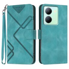 Custodia in pelle per vivo Y27 5G/Y36 4G India Line Pattern Skin Feel (azzurro)