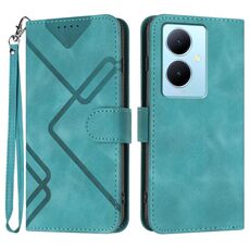 Per vivo Y78+ 5G Global/Y78 5G Global Line Pattern Skin Feel Custodia in pelle per telefono (azzurro)