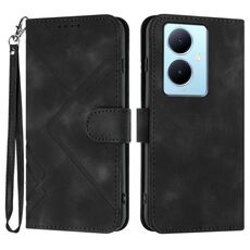 Per vivo Y78+ 5G Global/Y78 5G Global Line Pattern Skin Feel Custodia in pelle per cellulare (nera)