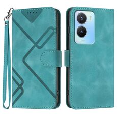 Per vivo Y56 5G Global/Y16 4G Global Line Pattern Skin Feel Custodia in pelle per telefono (azzurro)