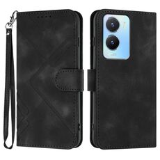 Per vivo Y56 5G Global/Y16 4G Global Line Pattern Skin Feel Custodia in pelle per cellulare (nera)