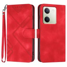 Per vivo Y100 5G Global Line Pattern Skin Feel Custodia in pelle per telefono (rossa)