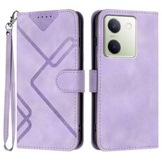 Per vivo Y100 5G Global Line Pattern Skin Feel Custodia in pelle per telefono (viola chiaro)